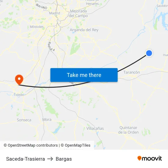 Saceda-Trasierra to Bargas map