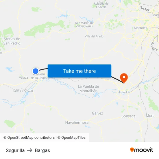 Segurilla to Bargas map