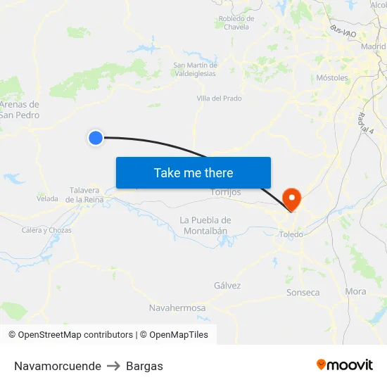 Navamorcuende to Bargas map