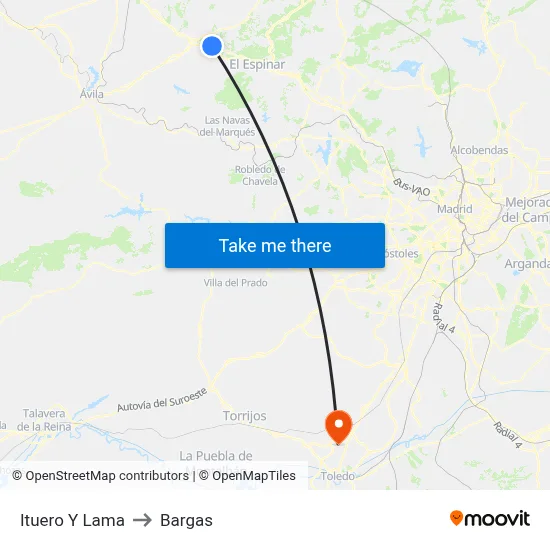 Ituero Y Lama to Bargas map