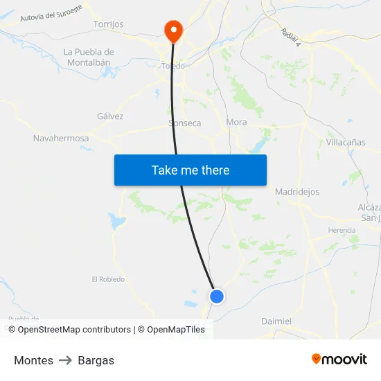 Montes to Bargas map