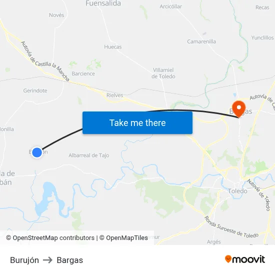 Burujón to Bargas map