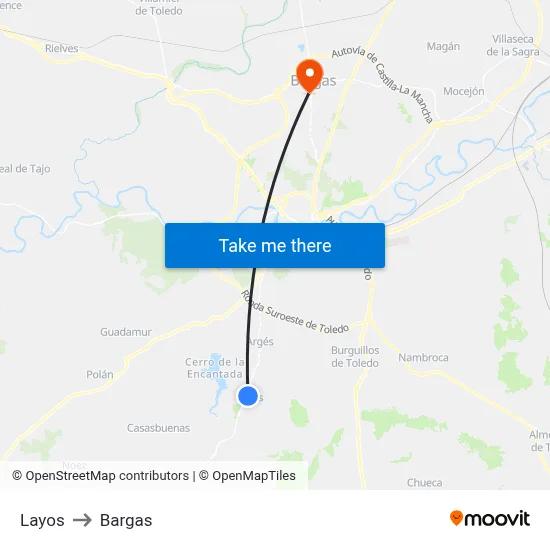 Layos to Bargas map