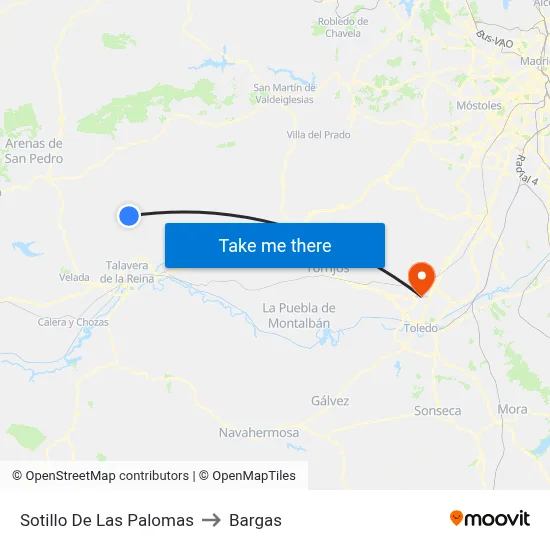 Sotillo De Las Palomas to Bargas map