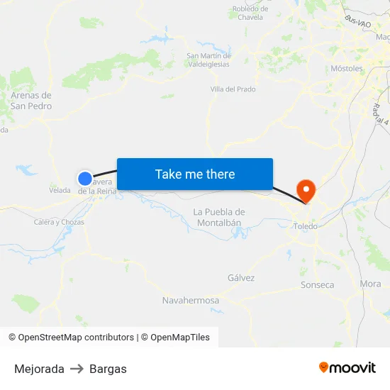 Mejorada to Bargas map