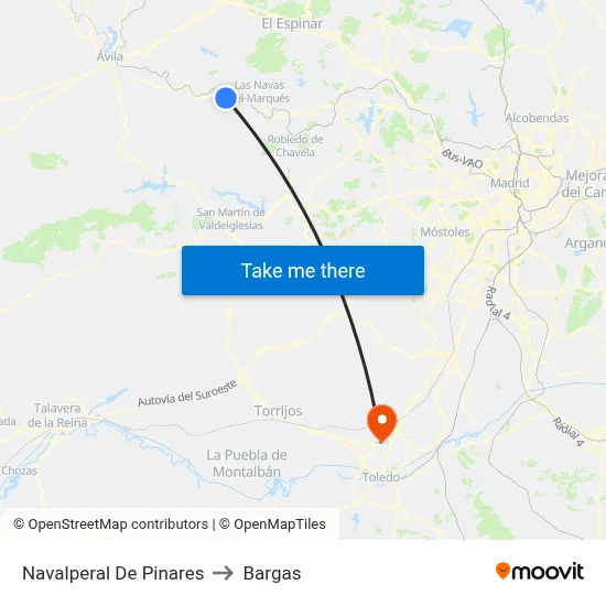 Navalperal De Pinares to Bargas map