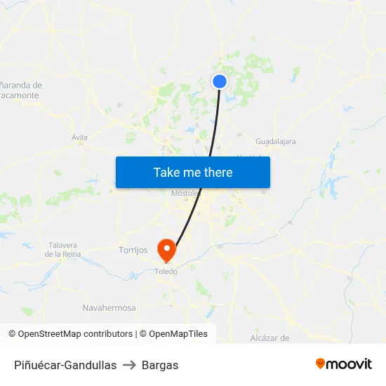 Piñuécar-Gandullas to Bargas map
