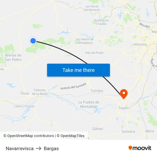 Navarrevisca to Bargas map
