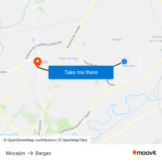 Mocejón to Bargas map