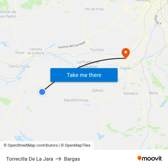 Torrecilla De La Jara to Bargas map