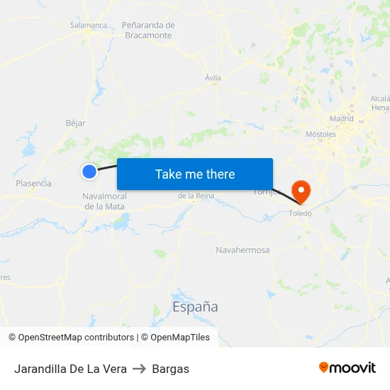 Jarandilla De La Vera to Bargas map