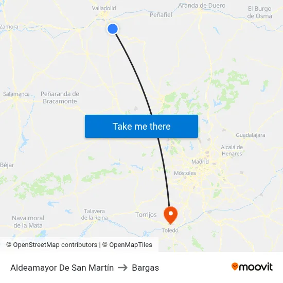 Aldeamayor De San Martín to Bargas map