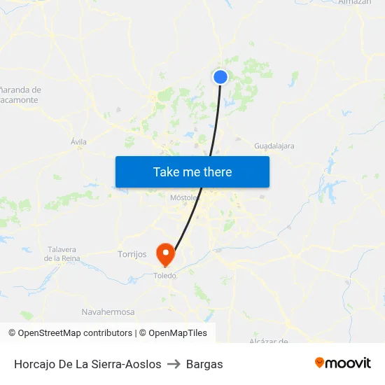 Horcajo De La Sierra-Aoslos to Bargas map