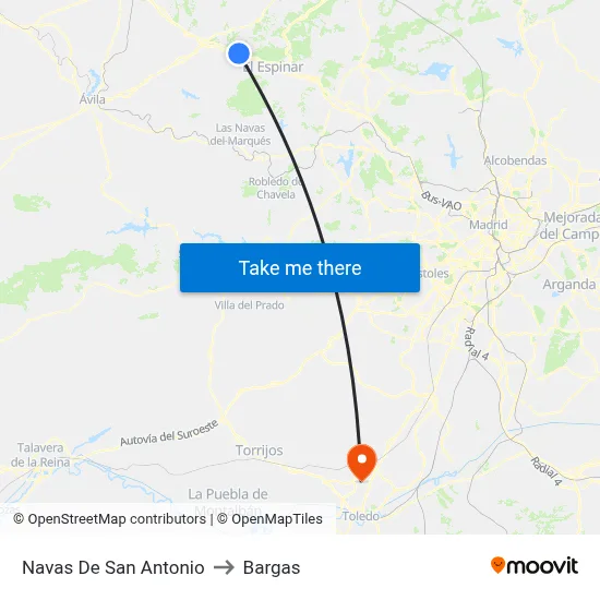 Navas De San Antonio to Bargas map