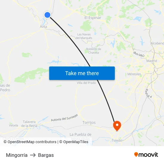Mingorría to Bargas map