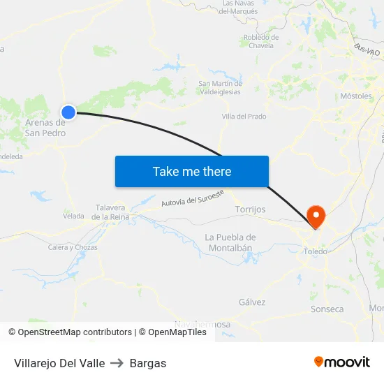 Villarejo Del Valle to Bargas map
