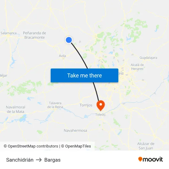 Sanchidrián to Bargas map