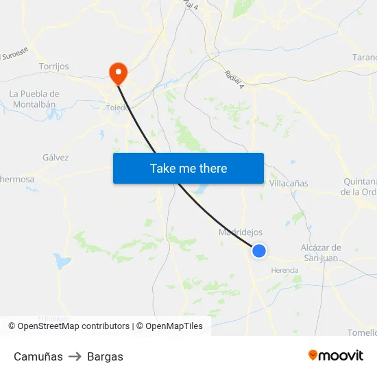 Camuñas to Bargas map