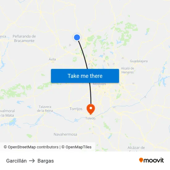 Garcillán to Bargas map
