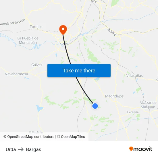Urda to Bargas map