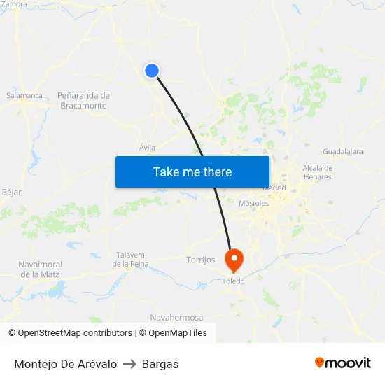 Montejo De Arévalo to Bargas map