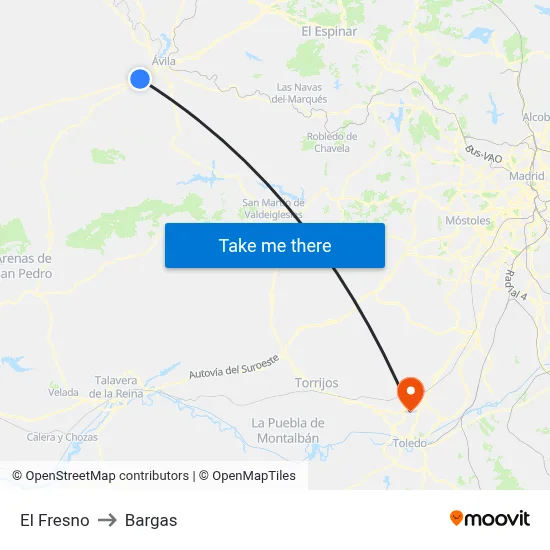 El Fresno to Bargas map