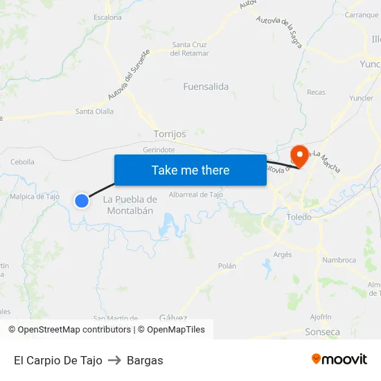 El Carpio De Tajo to Bargas map