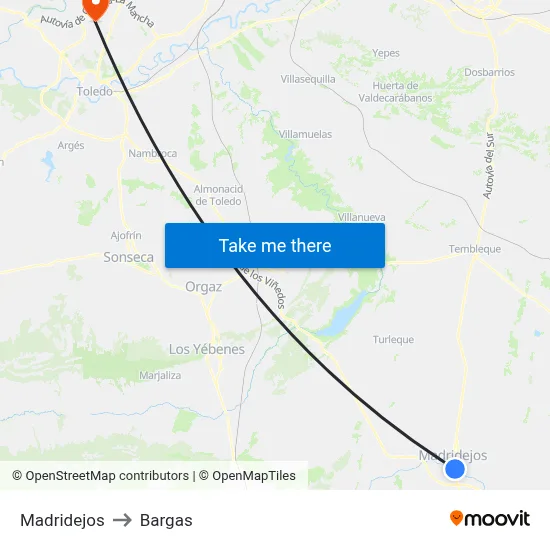 Madridejos to Bargas map