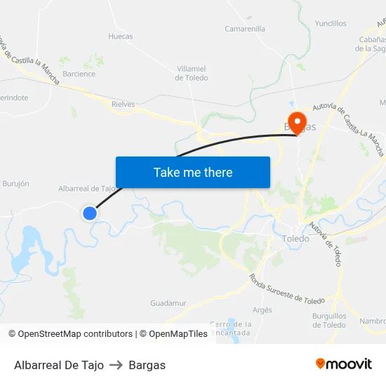 Albarreal De Tajo to Bargas map