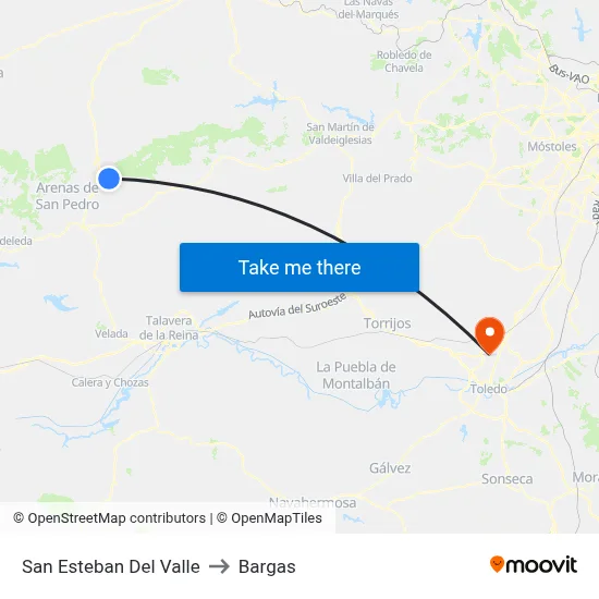 San Esteban Del Valle to Bargas map