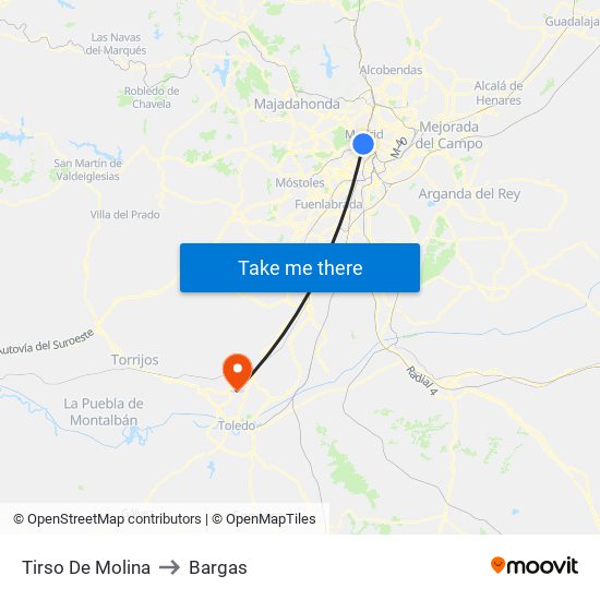 Tirso De Molina to Bargas map