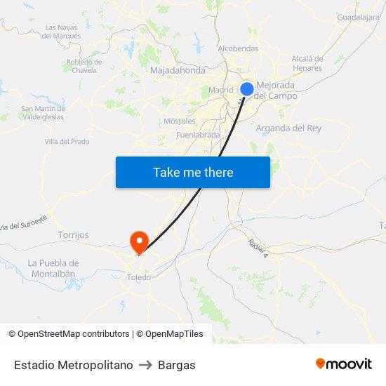 Estadio Metropolitano to Bargas map