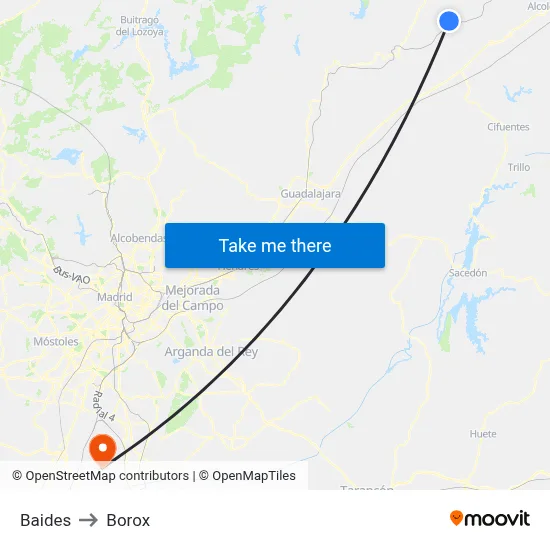 Baides to Borox map