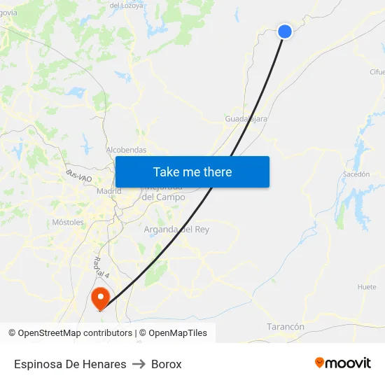 Espinosa De Henares to Borox map