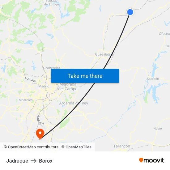 Jadraque to Borox map
