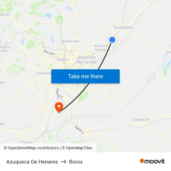Azuqueca De Henares to Borox map