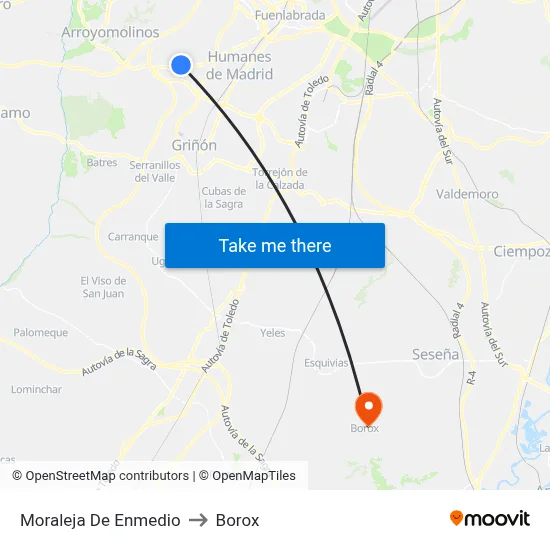 Moraleja De Enmedio to Borox map