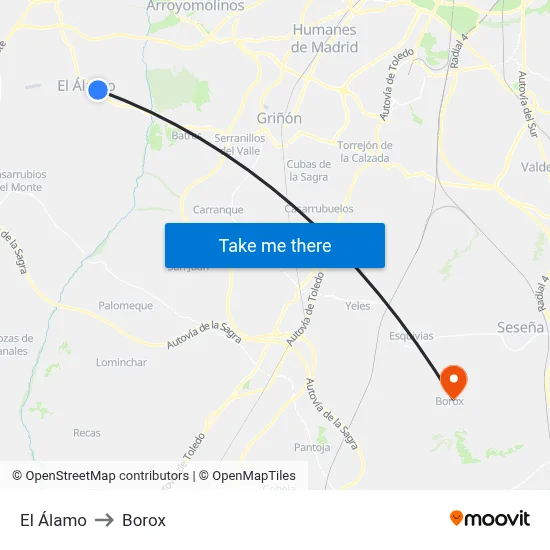 El Álamo to Borox map