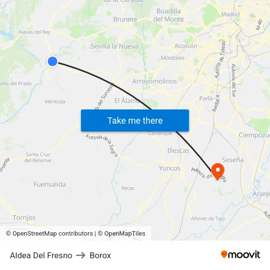 Aldea Del Fresno to Borox map
