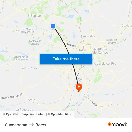 Guadarrama to Borox map