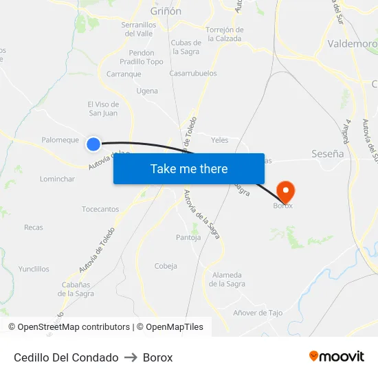 Cedillo Del Condado to Borox map