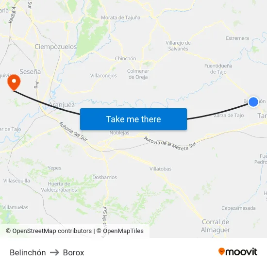 Belinchón to Borox map