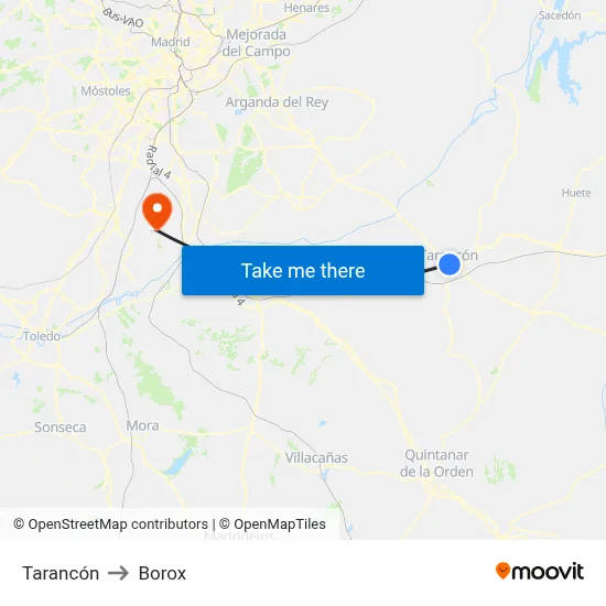 Tarancón to Borox map