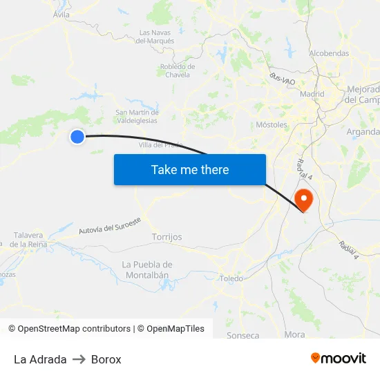 La Adrada to Borox map