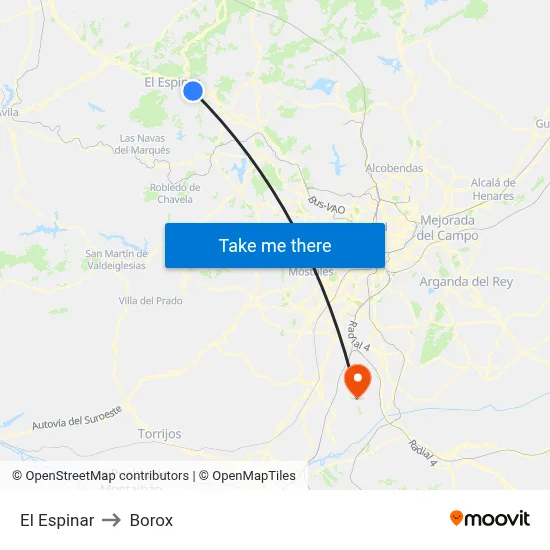 El Espinar to Borox map