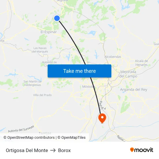 Ortigosa Del Monte to Borox map