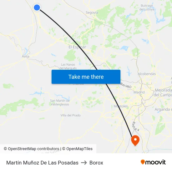Martín Muñoz De Las Posadas to Borox map