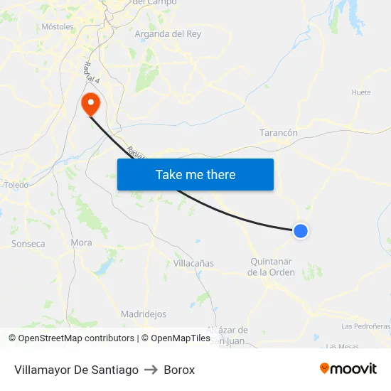 Villamayor De Santiago to Borox map