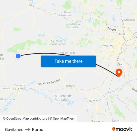 Gavilanes to Borox map