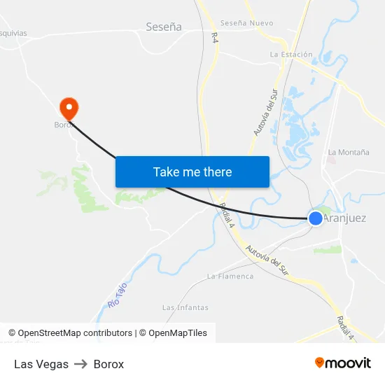 Las Vegas to Borox map